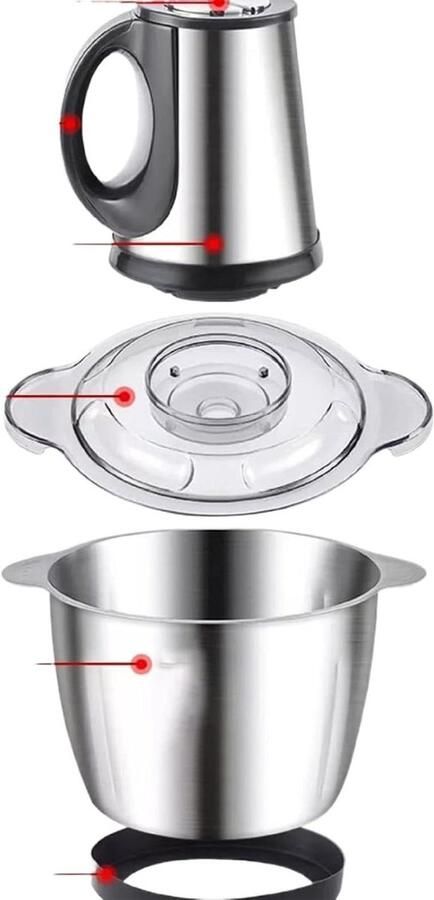 Elektrische Hakmolen Keukenmachine Mini Snel Ingrediënten Snijden Antislip Onderkant 28 x 19 x 19 cm Zilver