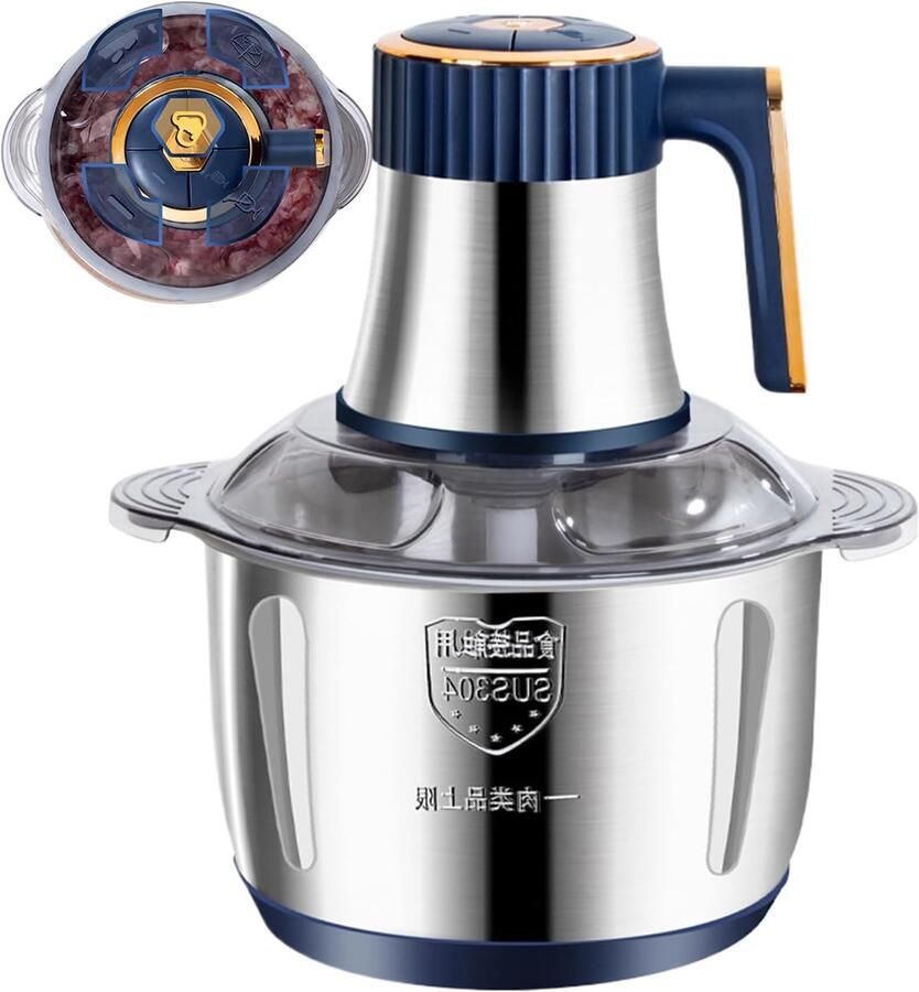 Elektrische hakmolen Keukenmachine vlees Snel ingrediënten malen Grote inhoud 5 liter 22x14x30 cm Zilverkleurig