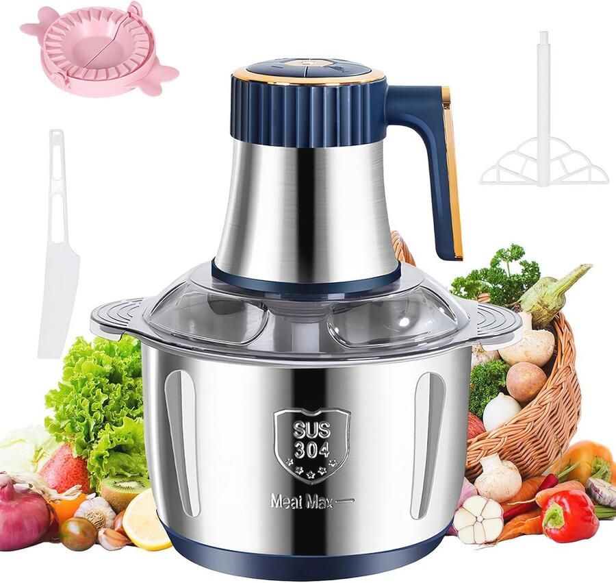 Elektrische hakmolen 6 messen 5 liter roestvrij staal 500 watt 5 snelheden