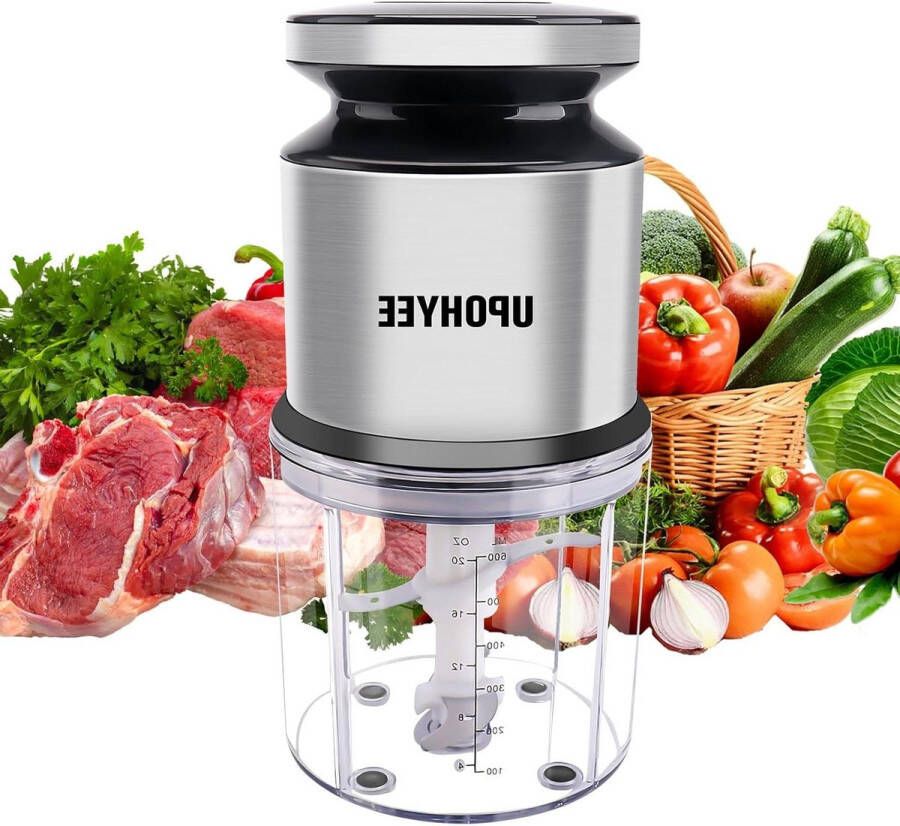 Elektrische hakmolen vleesmolen 400 W 4 messen 600 ml kom mini-mixer voor vlees en specerijen