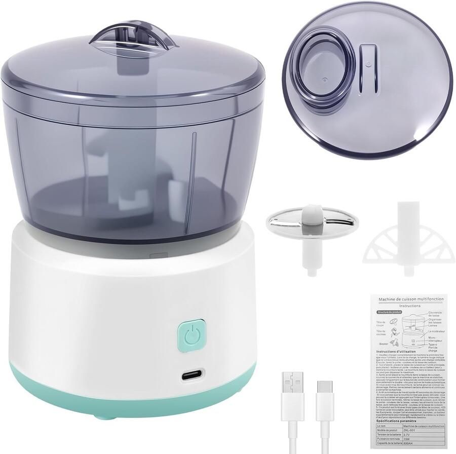 Elektrische hakmolen voor de keuken 225 ml multifunctionele hakmolen elektrisch USB driebladig lemmet draagbaar uiensnijder elektrisch voor knoflook uien vlees hakken