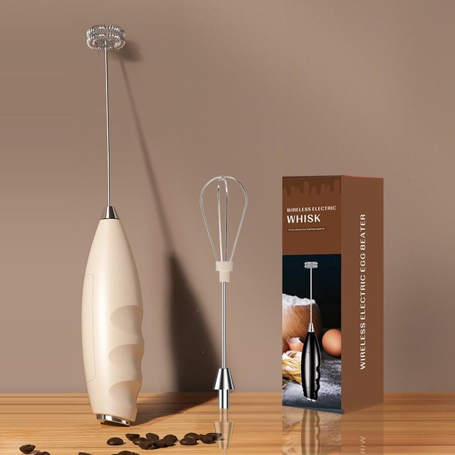 Elektrische handmelkopschuimer van roestvrij staal – Mini-klopper en mixer voor cappuccino en room
