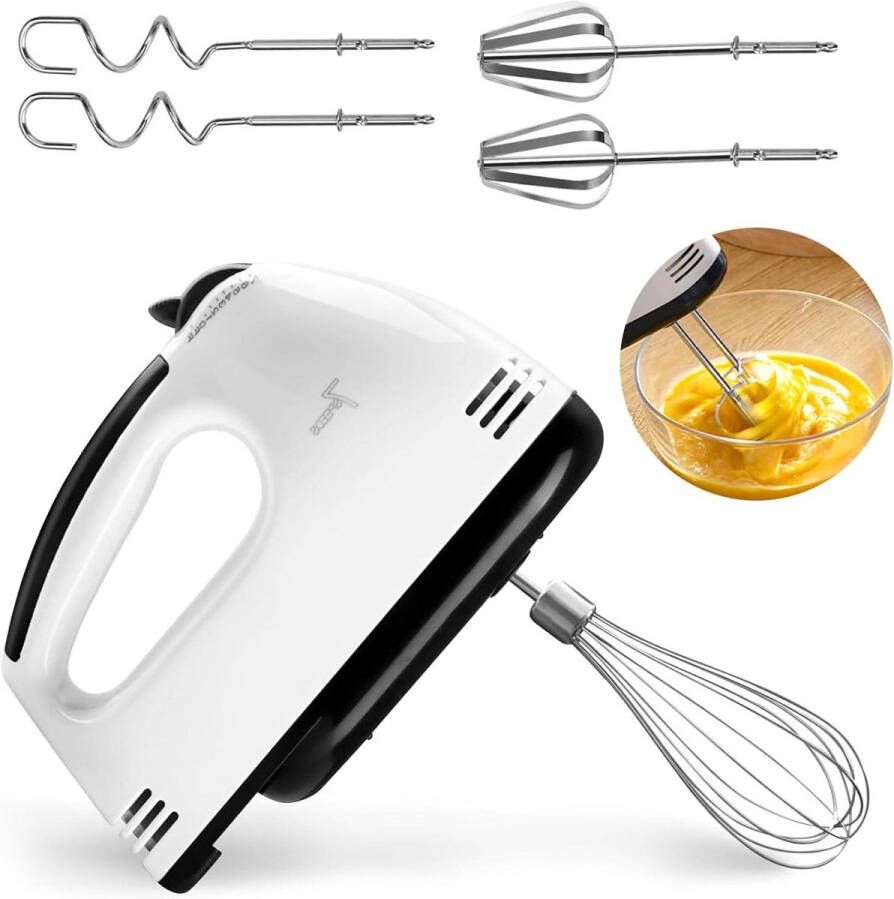 Elektrische Handmixer 100 W 7 Snelheden 6 Roestvrijstalen Accessoires voor Eieren Deeg Cake