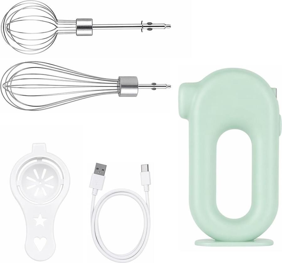 Elektrische handmixer 1500 mAh oplaadbaar groen 4 snelheden ideaal voor het kloppen van eieren SnelShoppen