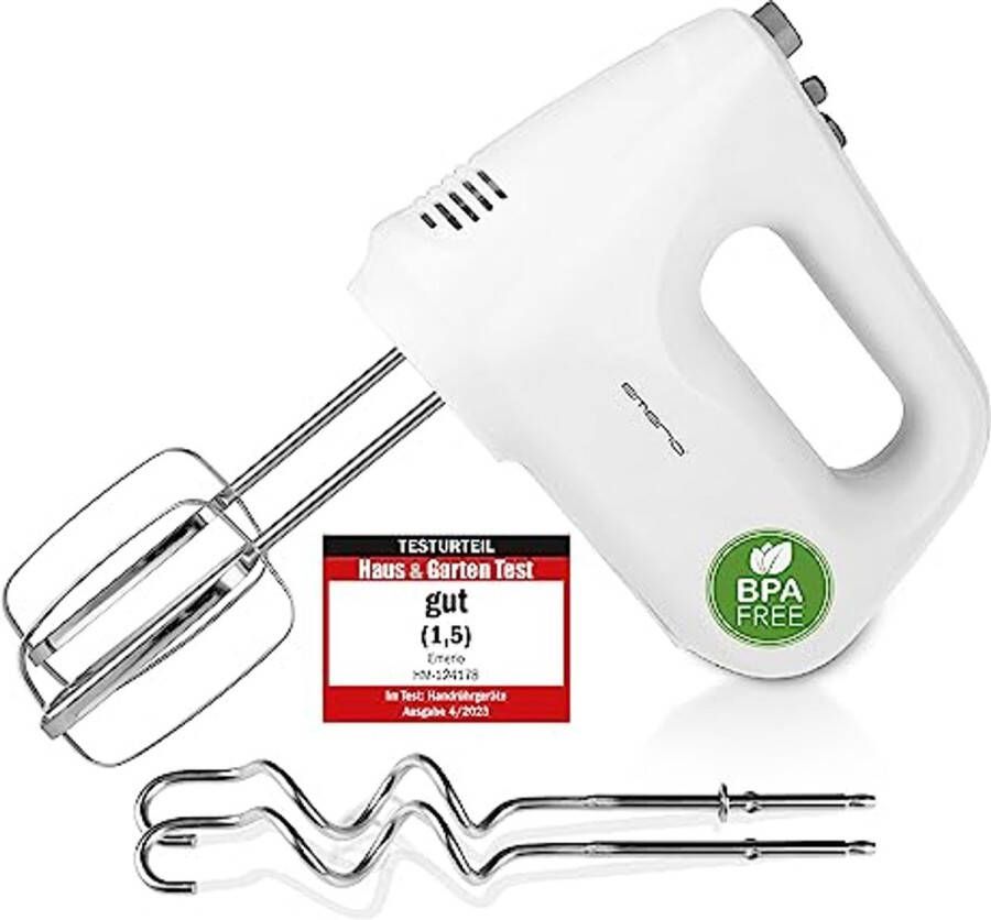 Elektrische Handmixer 250 Watt met 6 Snelheden en Turboknop Roestvrij Stalen Kneedhaak en Garde BPA-Vrij