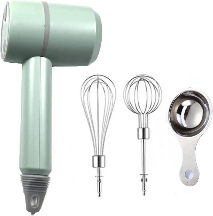 Elektrische handmixer 3-speed USB oplaadbaar mixer zwepen eierscheider groen