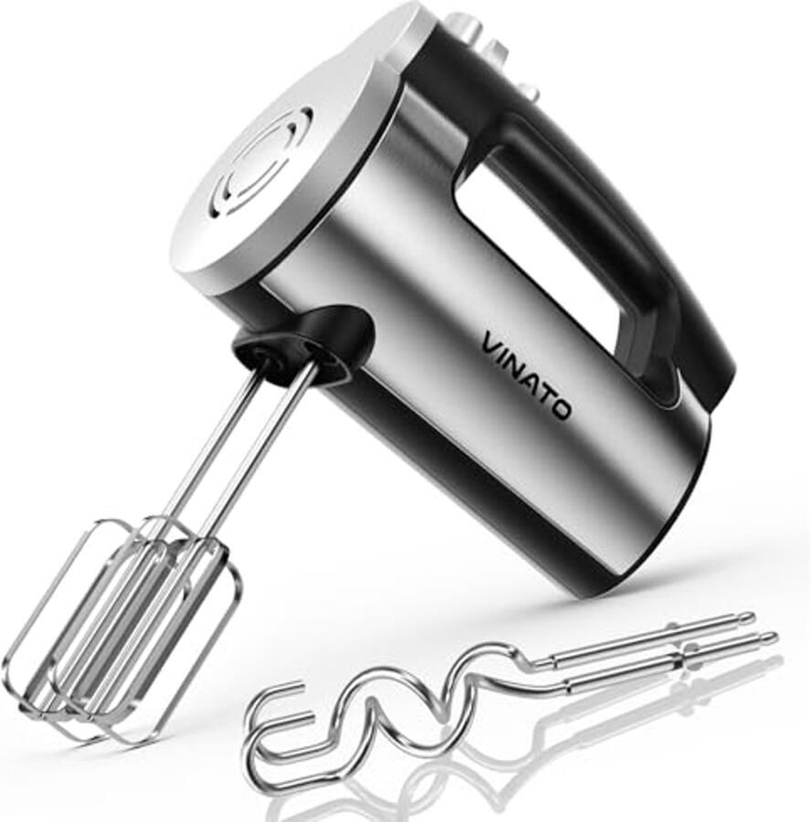 Elektrische handmixer 300 watt met 5 snelheden en roestvrijstalen gardes en kneedhaken voor eieren deeg en cake