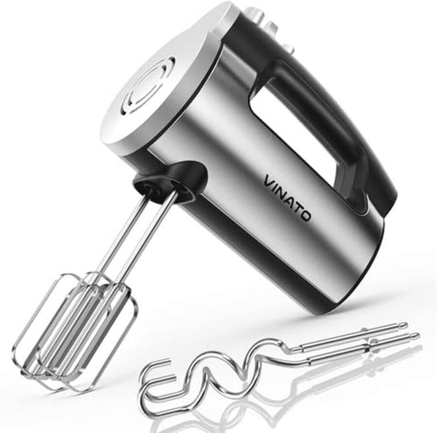 Elektrische handmixer 300 watt met 5 snelheden en roestvrijstalen gardes en kneedhaken voor eieren deeg en cake