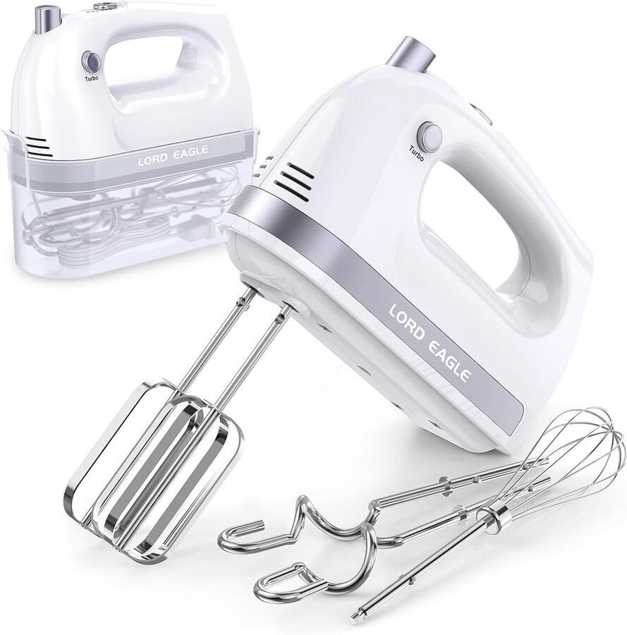 Elektrische Handmixer 400W met Turbo Boost en 5 Snelheden voor Taarten en Desserts