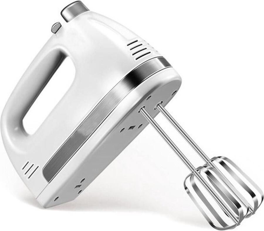Elektrische handmixer 450 Watt Inclusief 2 gardes en 2 deeghaken van roestvrij staal 5 snelheden met uitwerpknop Wit