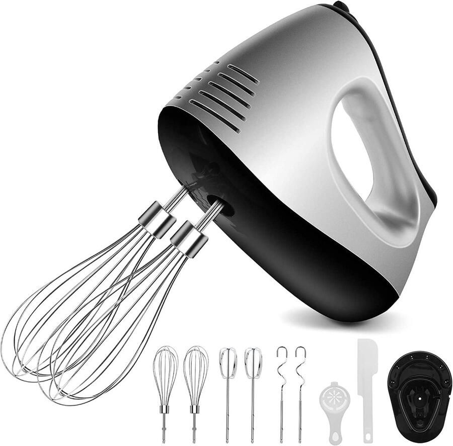 Elektrische Handmixer 500W – 5 Snelheden + Turbofunctie – Incl. Kloppers Deeghaken Gardes & Accessoires