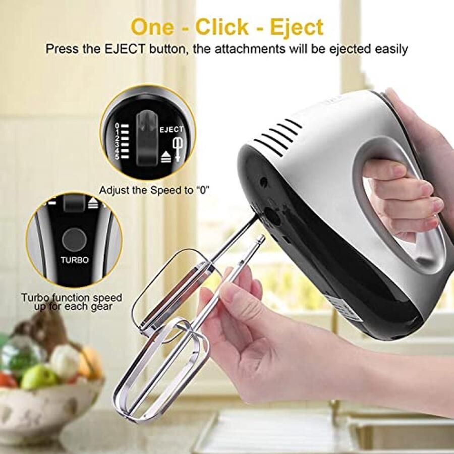Elektrische Handmixer 500W met 5 Snelheden en Accessoires Ideaal voor Eenvoudig Mengen en Kloppen van Deeg