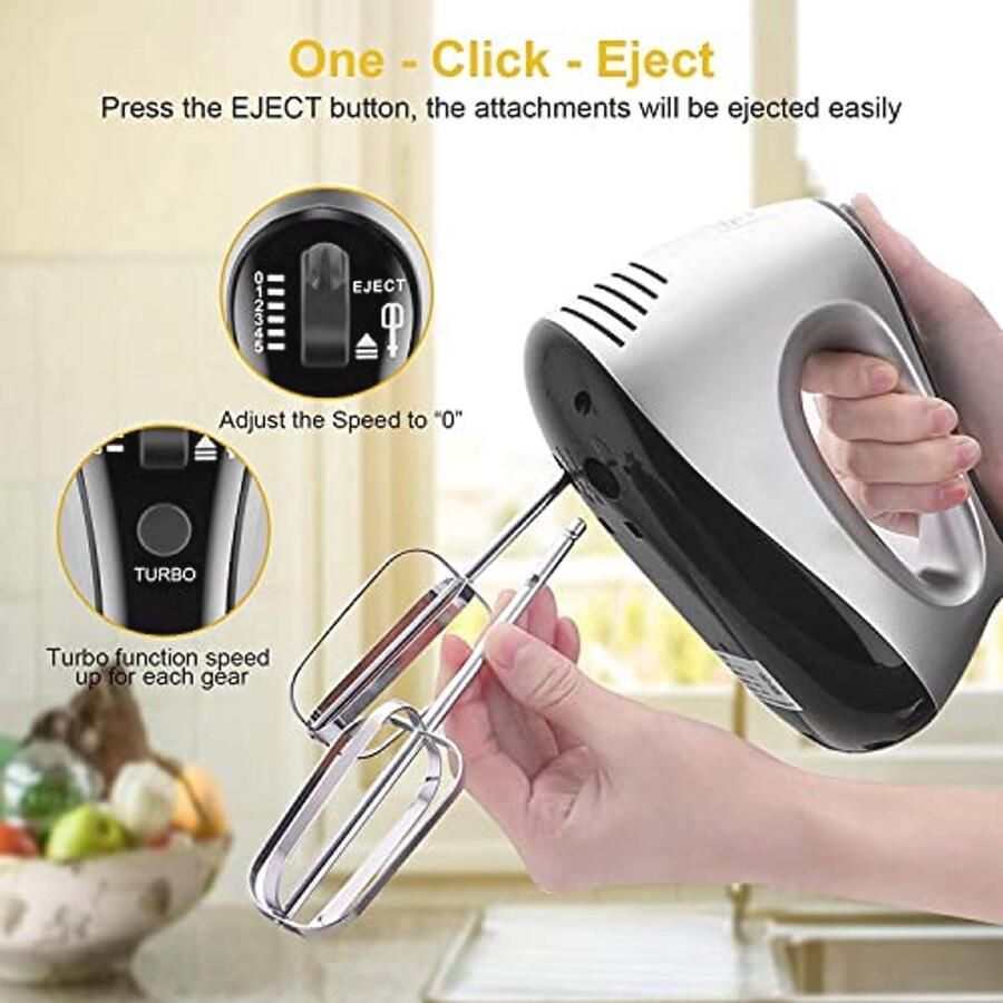 Elektrische Handmixer 500W met 5 Snelheden en Accessoires Ideaal voor Eenvoudig Mengen en Kloppen van Deeg - Foto 2