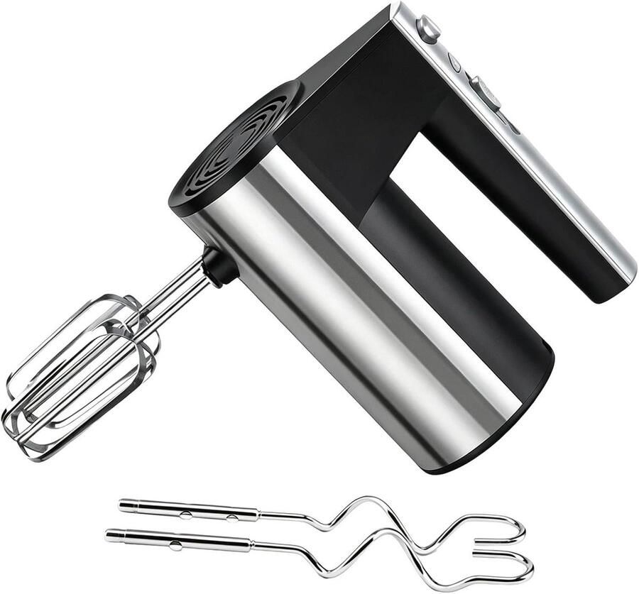 Elektrische handmixer Bakmixer klopper Bakken en mengen Antislip handgreep 9.5 x 17.5 x 9.5 cm Zilver