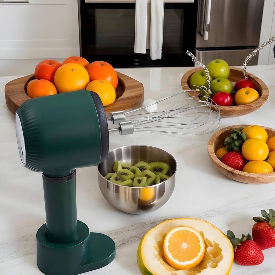 Elektrische Handmixer Deegklopper Bakken en Koken Draadloos Oplaadbaar 3 Snelheden Wit