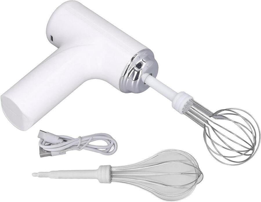 Elektrische Handmixer Draadloze Garde Bakken en Mixen 3 Snelheden Instelbaar Compact en Licht Wit