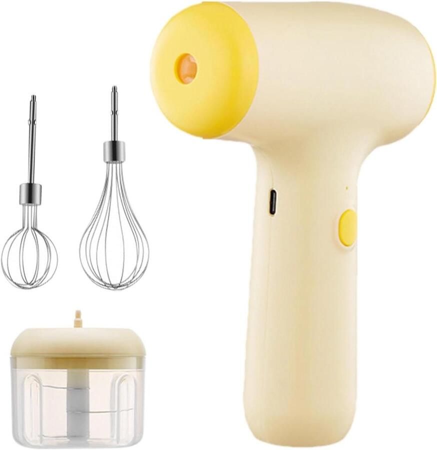 Elektrische Handmixer Draadloze Garde Keuken Assistent Automatische Werking 10 x 15.5 cm Geel