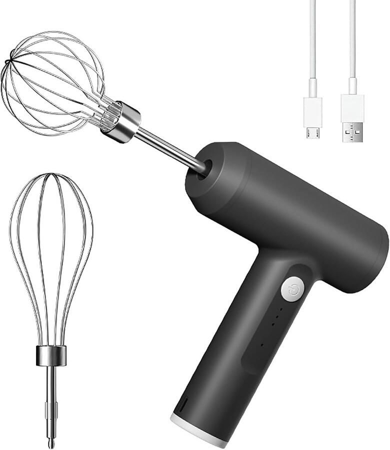 Elektrische Handmixer Draadloze Garde Koken en Bakken 3 Snelheidsstanden 2 Afneembare Gardes Zwart