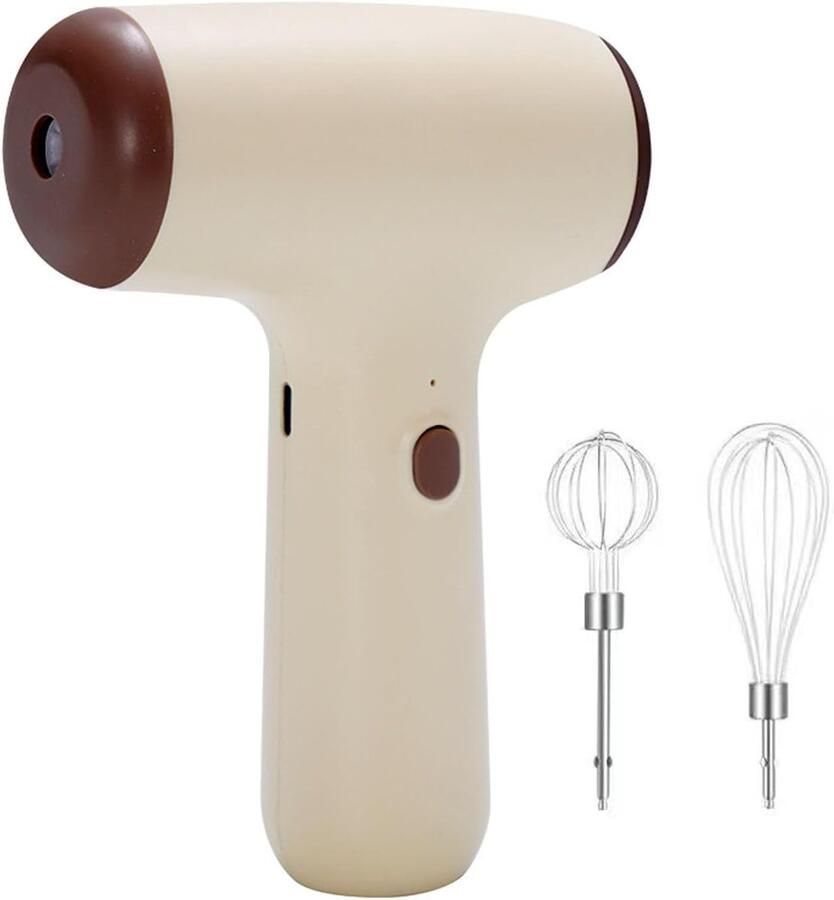 Elektrische Handmixer Draadloze Klopper Bakken en Koken Oplaadbare Batterij 2 Kloppers Wit