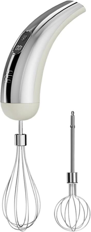 Elektrische Handmixer Draadloze Klopper Bakken en Mixen Vijf Snelheidsniveaus 18 x 55 cm Zilverwit