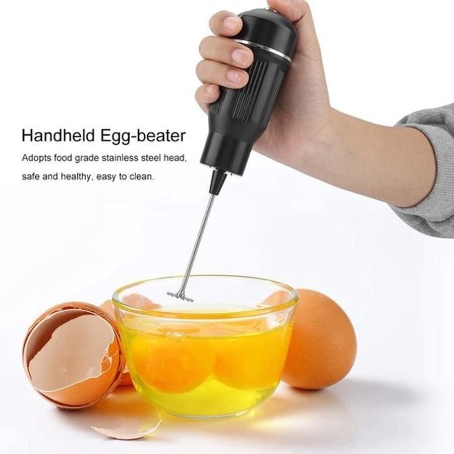 Elektrische Handmixer Draadloze Klopper Snel Beslag Maken Batterijgevoed Gemak 26 x 5 cm Zwart