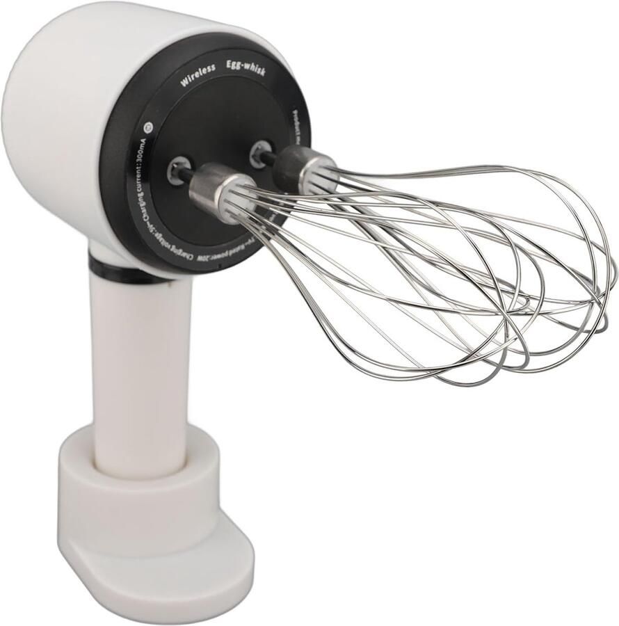 Elektrische Handmixer Draadloze Mixer Bakken en Koken Dubbele Kloppen 20D x 10B x 9H cm Wit