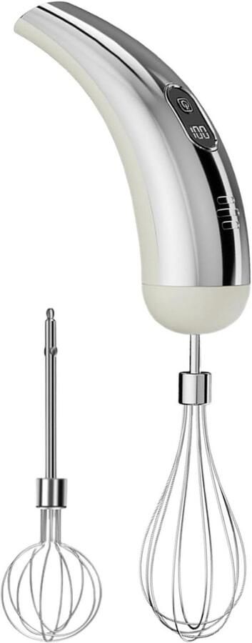 Elektrische Handmixer Draagbare Garde Keukenwerk Vereenvoudigen 5 Instelbare Snelheden 18 cm Zilverwit