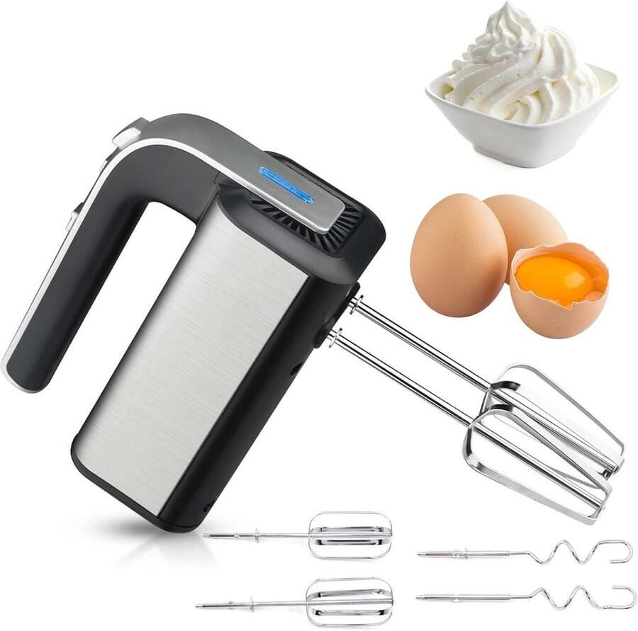 Elektrische Handmixer Eierklopper Garde Bakken en Koken 800W Krachtige Motor 29x19x8 cm Zilver
