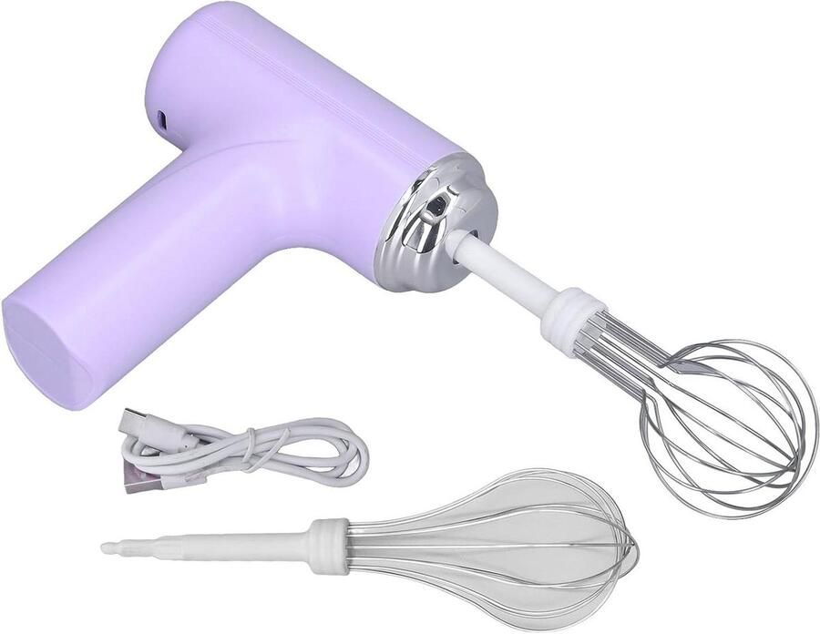 Elektrische Handmixer Eierklopper Koken Bakken Draadloos Ontwerp 3 Snelheden Wit