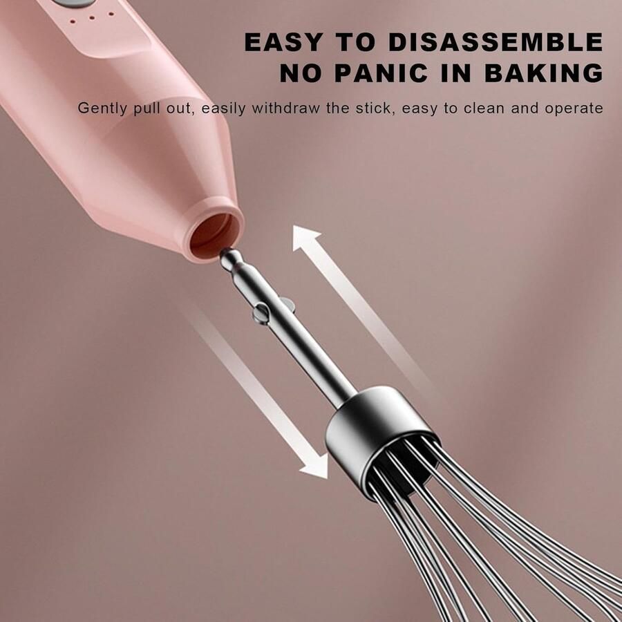 Elektrische Handmixer Eierklopper Melkopschuimer Koken en Bakken 3 Snelheden Variabel 219g roze