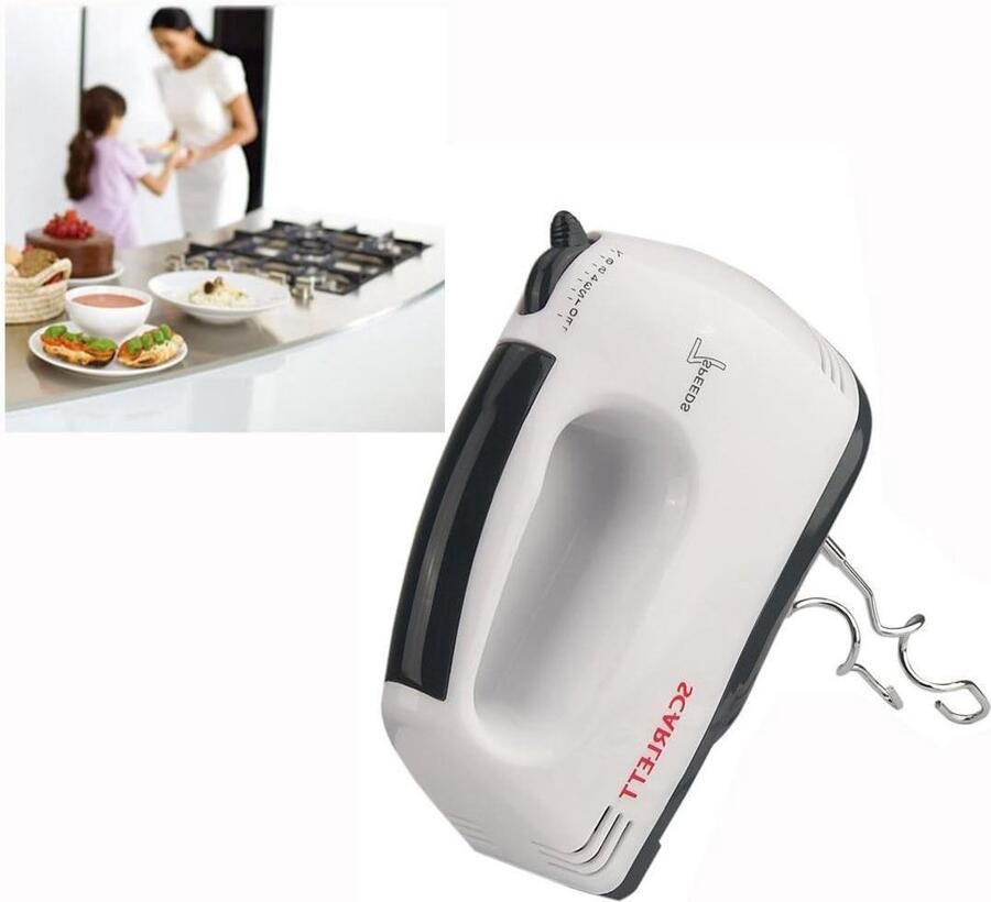 Elektrische Handmixer Garde Mixer Bakken en Mixen Vijf Snelheden 180 Watt Wit Zwart