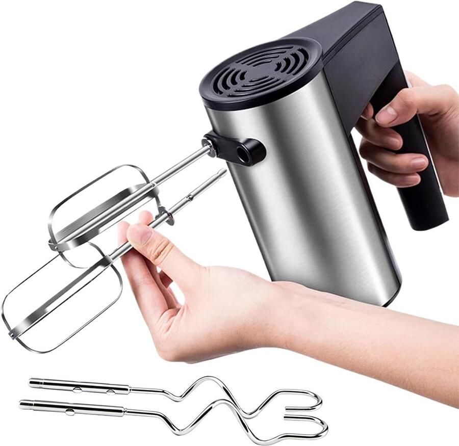 Elektrische Handmixer Keukenmixer Beslagmaker Bakken En Mixen Antislip Handgreep 9.5 x 17.5 x 9.5 cm Wit