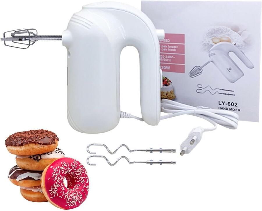 Elektrische handmixer Keukenmachine Bakken en mixen 5 snelheden 120 Watt Wit