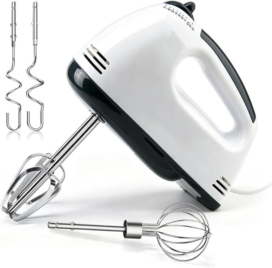 Elektrische Handmixer Keukenmixer Bakken en Koken 5 Snelheden Instelbaar 18 cm Lengte Wit