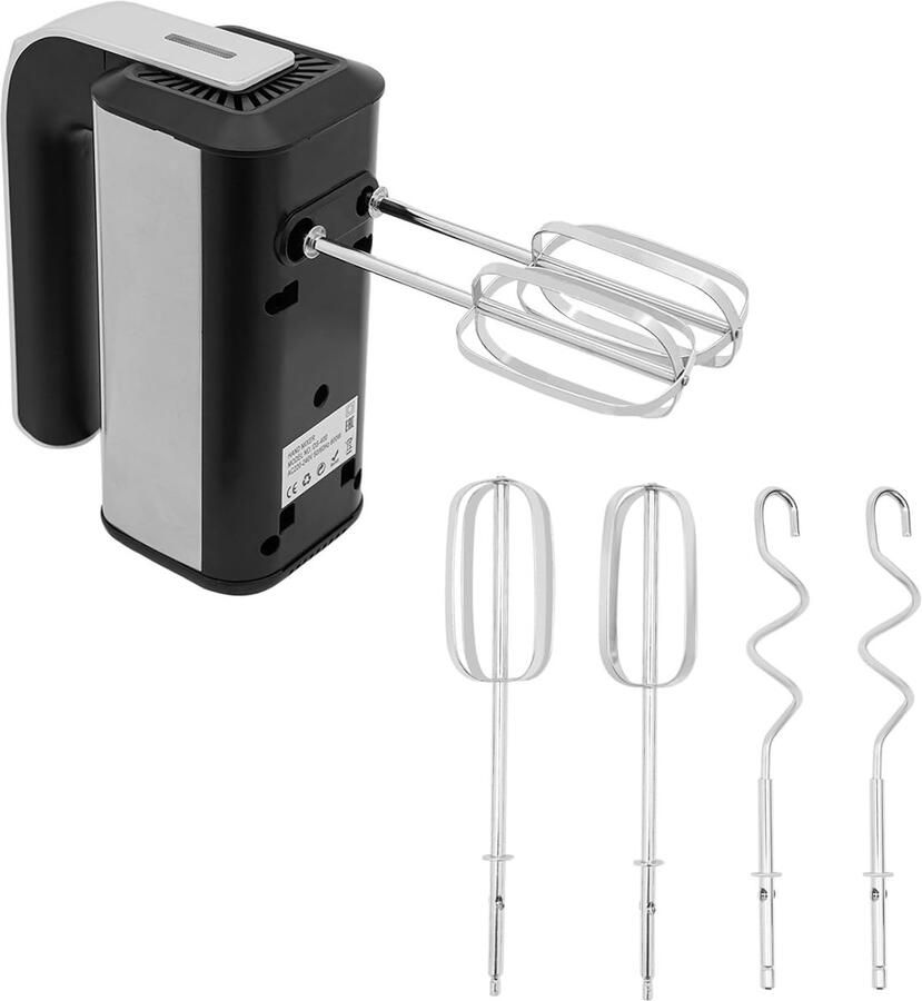 Elektrische Handmixer Keukenmixer Bakken en Mixen 5 Snelheden 800W 28.5 x 19 cm Grijs Zwart