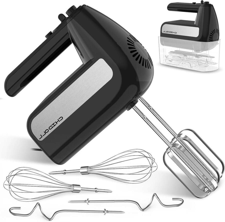 Elektrische Handmixer Keukenmixer Bakmixer Bakken en Koken 5 Snelheden met Turbo 800 Watt Zwart