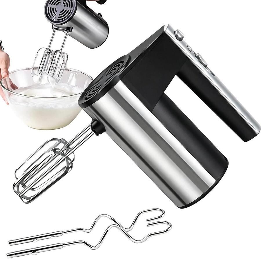 Elektrische Handmixer Keukenmixer Beslagmaker Bakken Slagroom Kloppen Stabiele Snelheidsregeling 9.5 x 17.5 x 9.5 cm Zwart