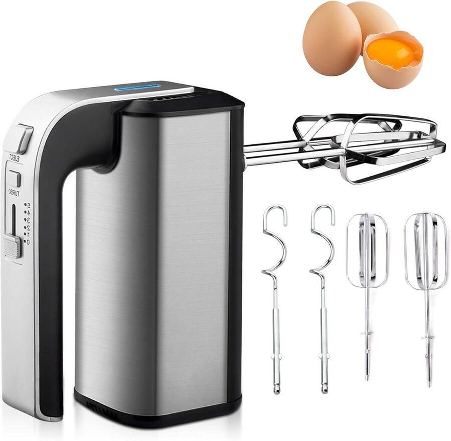 Elektrische Handmixer Keukenmixer Beslagmixer Bakken en Koken 5 Snelheden Turbofunctie 800 W Zilver