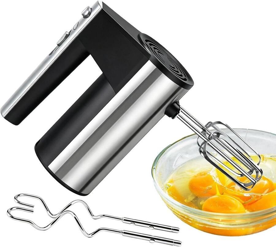 Elektrische Handmixer Keukenmixer Deeghaken Beslag Maken Roestvrijstalen Accessoires 9.5D x 17.5W x 9.5H cm Wit