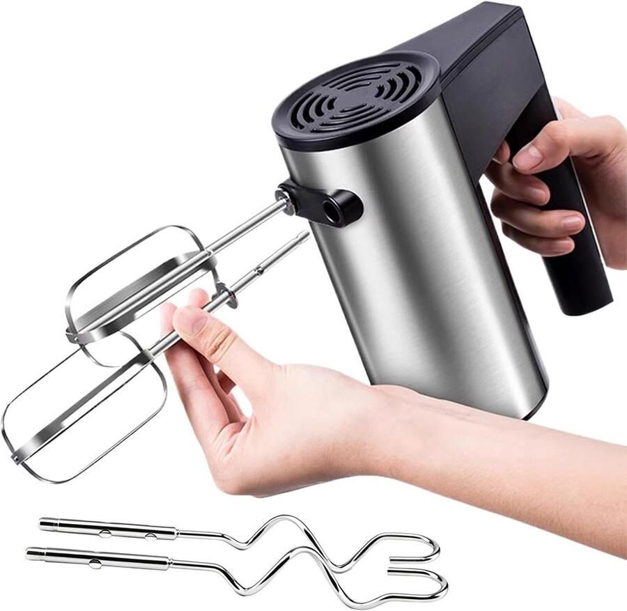 Elektrische handmixer Keukenmixer garde Bakken taarten Antislip handgreep 9.5 x 17.5 cm Zilverkleurig