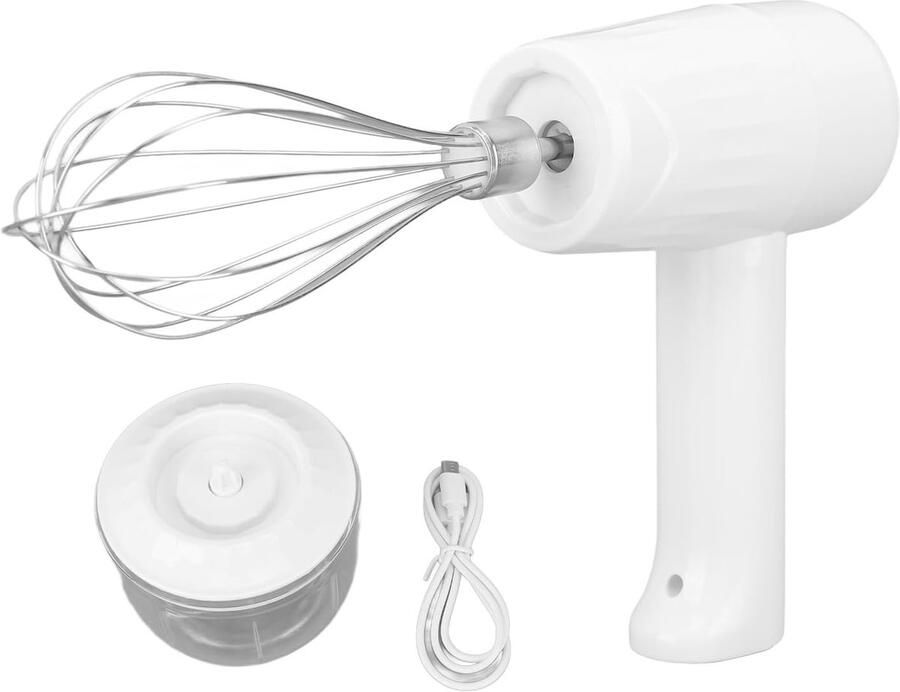 Elektrische Handmixer Keukenmixer Garde Beslag Kloppen 3 Snelheden 250 ml Wit