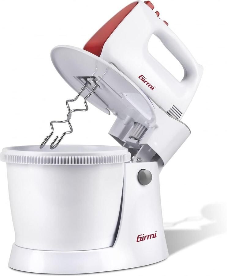 Elektrische Handmixer Keukenmixer Garde Beslag Maken Met Zelfdraaiende Kom 3 Liter Kom Wit Rood