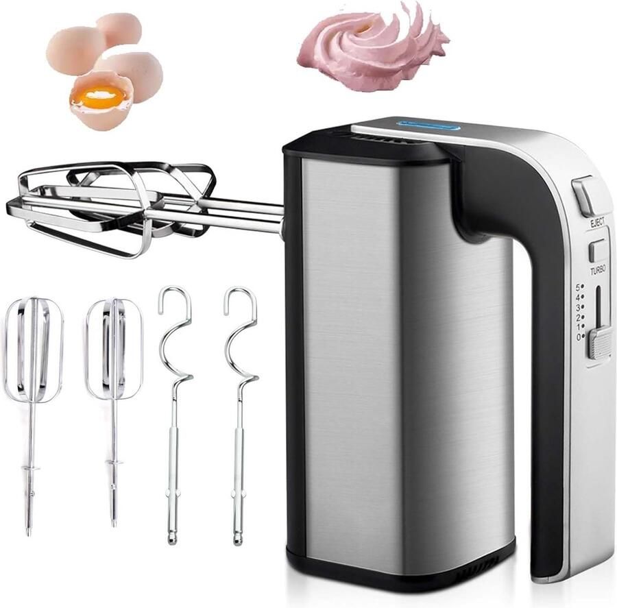 Elektrische Handmixer Keukenmixer Garde Thuis Bakken 5 Snelheden 800 W Motor Wit