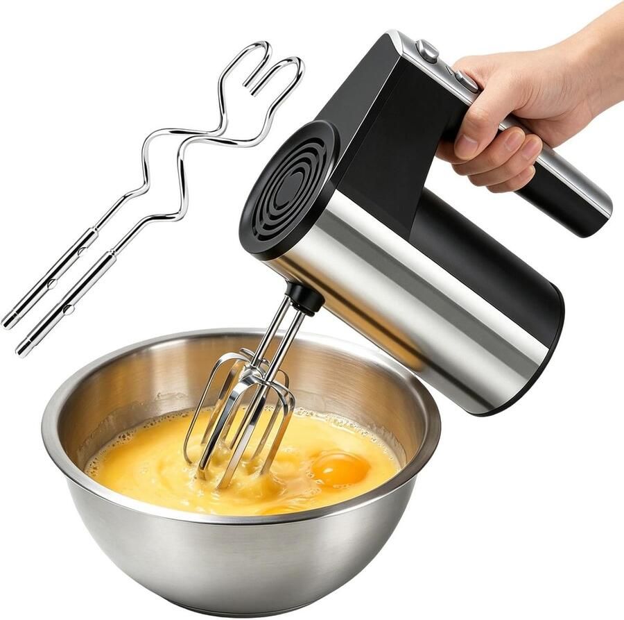 Elektrische Handmixer Keukenmixer Beslagmaker Bakken Cakes Deeg Met Eiwitkloppers Deeghaken 9.5 x 17.5 x 9.5 cm
