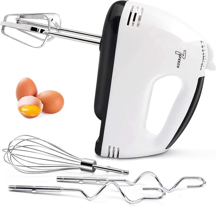 Elektrische Handmixer Keukenmixer Gardes Snel Beslag Maken Turbo Boost Functie 7 Snelheden Wit