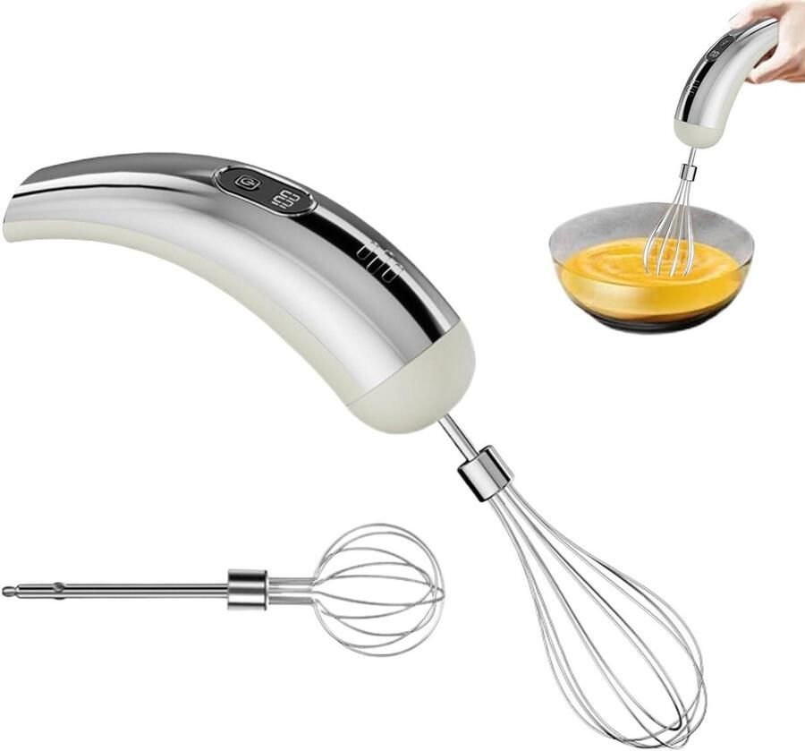 Elektrische Handmixer Keukenmixer Klopper Bakken en Koken 5 Snelheden Instelbaar 18 x 5.5 cm Zilver Wit