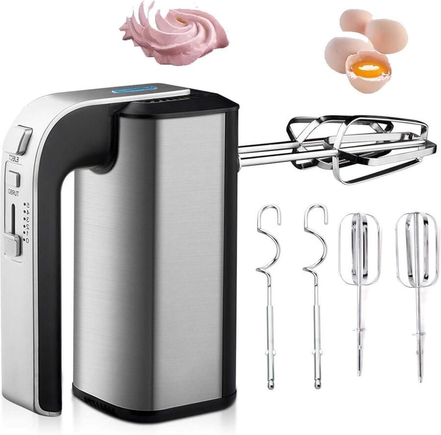 Elektrische Handmixer Keukenmixer Klopper Bakken en Mixen Krachtige 800W Motor 5 Snelheden Wit