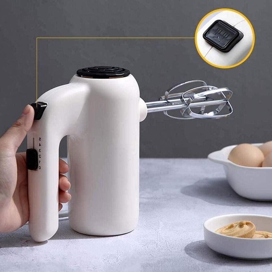 Elektrische Handmixer Keukenmixer Klopper Bakken Mixen 5 Snelheden 200W Wit