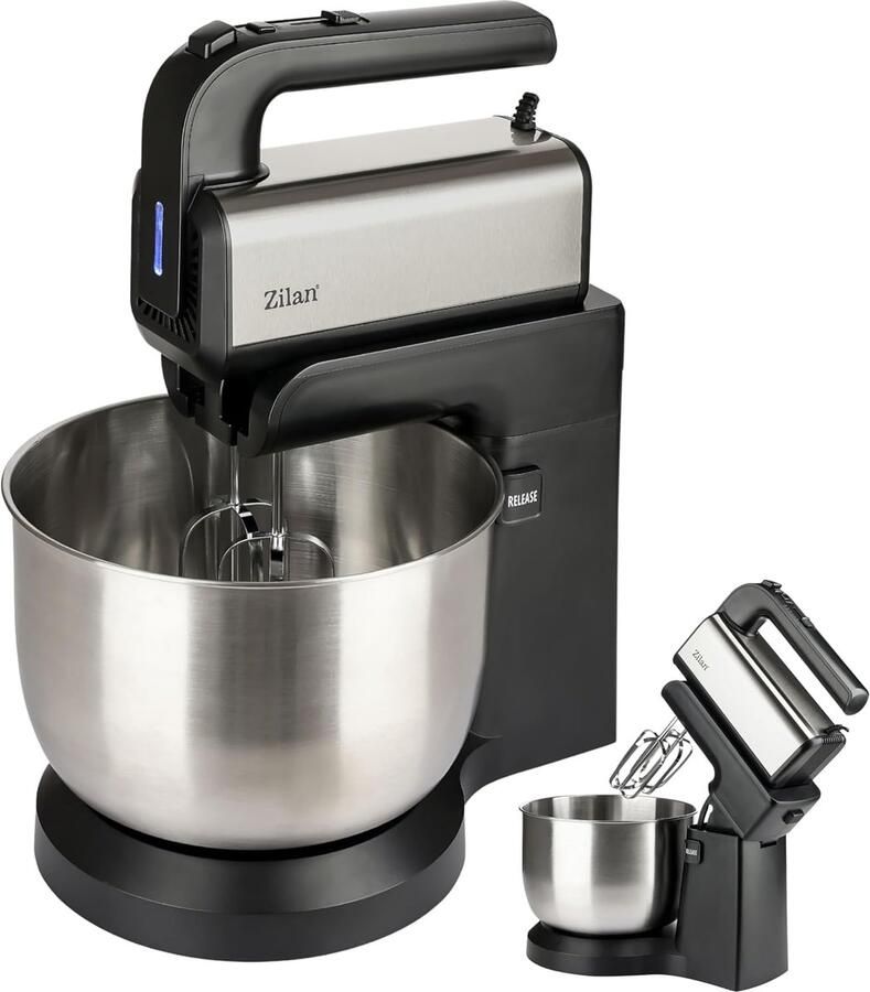 Elektrische Handmixer Keukenmixer Kneedmachine Bakken en Koken Automatische Komrotatie 3.5 Liter Kom Zwart Zilver
