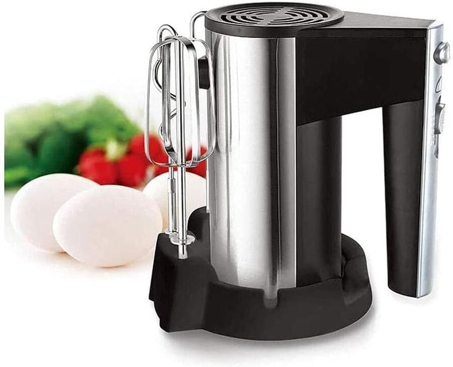 Elektrische handmixer Keukenmixer met accessoires Bakken en koken 5 snelheden 250 watt Zilverkleurig